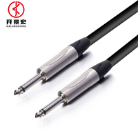 Kabel Speaker adaptor Audio PVC 5M, desain baru 2M 1/4 inci 6.35mm TS Mono pria konektor Jack perak kepang berpelindung 1m