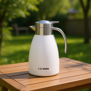 Termo de Acero Inoxidable Blanco de 1.2L, Botella Térmica de Doble Pared Aislada para Bebidas Frías y Calientes, Tapa Hermética - Product Image 2