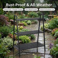 Support pour plantes en métal à trois niveaux antirouille - Convient à l'intérieur et à l'extérieur - Revêtement en poudre de zinc - Support pour pot