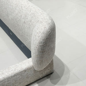 Marco De Litera minimalista orgánico Estilo contemporáneo Patas redondeadas Cabecero arqueado Panel de tela de perfil curvo Hecho de madera - Product Image 4