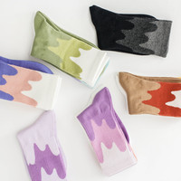 Chaussettes de créateur en coton à rayures et motifs géométriques, couleurs unies, Offre Spéciale
