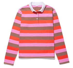 <span class=keywords><strong>Polo</strong></span> clásico de algodón suave bordado con logotipo personalizado, camiseta de rugby de manga larga a <span class=keywords><strong>rayas</strong></span> azules <span class=keywords><strong>y</strong></span> blancas para <span class=keywords><strong>mujer</strong></span> - Product Image 4