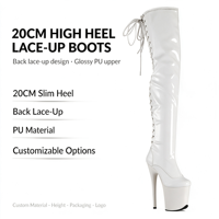 Zapatos de plataforma de PU para mujer, por encima de la rodilla, para pole dance, tacón de 20 CM, caña recta, cremallera interior, para actuaciones, otoño, suministro de logotipo personalizado
