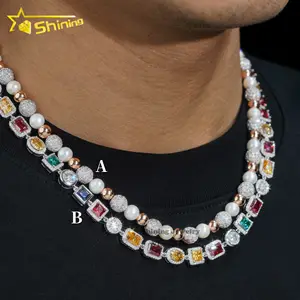 Rapper Jewelry 8mm 10mm Hip Hop Necklace Sterling Silver Vvs Moissanite Diamond Link Chain Moissanite Jewelry For Man Women