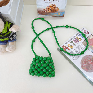 Tas selempang rantai anak perempuan, tas persegi kecil portabel kepang mode musim panas anak-anak Mini buatan tangan mutiara gaya asing perempuan - Product Image 6