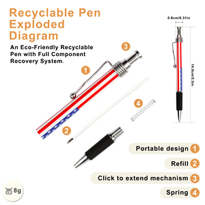 Stylo bille rétractable en plastique avec logo personnalisé, impression promotionnelle drapeaux du Royaume-Uni et des États-Unis, pour fournitures de bureau - Product Image 2