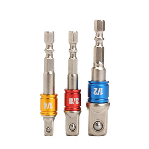 Adaptateur de douille de perceuse à percussion, <span class=keywords><strong>3</strong></span> pièces, 1/4 "<span class=keywords><strong>3</strong></span>/8" 1/<span class=keywords><strong>2</strong></span> ", tige hexagonale, tête carrée - Product Image 1