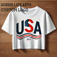 T-shirt crop 100% coton personnalisé avec logos imprimés ou brodés t-shirts essentiels en coton crop top t-shirt pour femmes