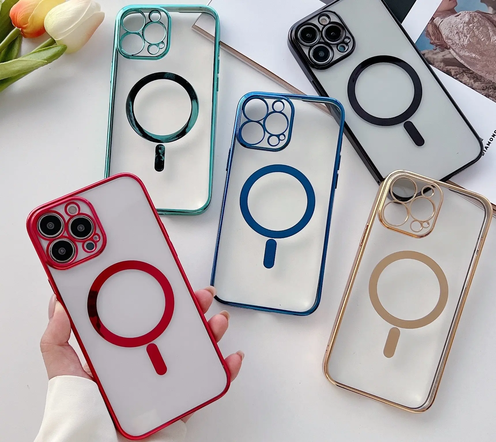 1 2022 For iPhone14 magnet clear Cell Phone Case Magnetic color Phone Cases cover For iPhone 12 13 14 Pro Max plus