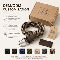 Ceinture décontractée en tricot extensible confortable, respirante, avec sangle en corde tressée et boucle ardillon en alliage, en coton PP, pour usage quotidien avec jeans, chinos et pantalons cargo