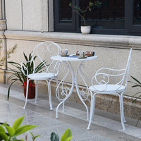 Ensemble trois pièces de luxe léger en fer forgé pour table et chaises d'extérieur, canapé de jardin, balcon ou intérieur, idéal pour salon de thé