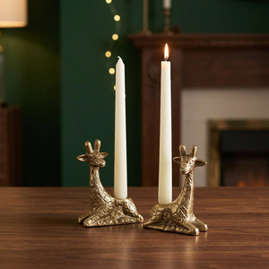 Bougeoir en métal girafe en laiton AK en or fini antique ensemble de 2 supports uniques pour décor d'hôtel/décor à la maison - Product Image 2