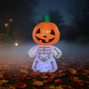 6ft Halloween LED Yard Décor Étanche Souriant Squelette Fantôme Tête De Citrouille Gonflables pour Jardin Vacances Décorations Extérieures - Product Image 2