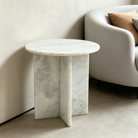 Table d'appoint moderne en marbre de style minimaliste italien, table basse ronde en pierre massif pour canapé, mobilier de luxe en pierre naturelle sur mesure pour la maison
