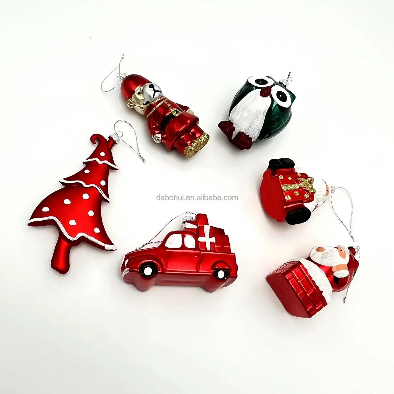 New Promotion Hot Style Wholesale Colorful christmas hanging baubles Santa Claus christmas tree toys car owl