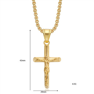 Colliers pendentifs religieux Jésus en acier inoxydable 316L plaqué or 18 carats, style punk hip-hop pour hommes et femmes, bijoux hip-hop - Product Image 6