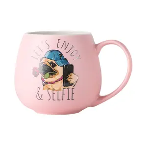 rslee陶瓷供应商粉色系列批发哑光陶瓷咖啡提基杯马克杯，带标志