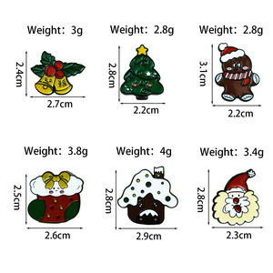 Broches en émail douces pour vêtements, thème Noël : Père Noël, chaussettes de Noël, sapin de Noël, homme en pain d'épices, cloche - Product Image 2
