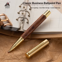 Stylo Roller Exquis en Bois Massif, Laiton Solide, Noyer, Wengé, Bois d'Ébène – Signature Personnalisée pour Homme, Cadeau avec Logo Personnalisé