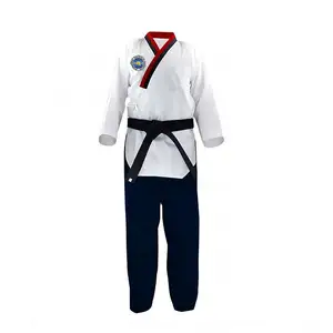 Uniformes d'arts martiaux de formation approuvés par logo personnalisé uniforme de Taekwondo avec broderie