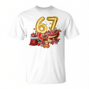 T-shirt 67 Meme Christmas Party, unisex, per adulti, manica corta, girocollo, design con stampa digitale - Product Image 2