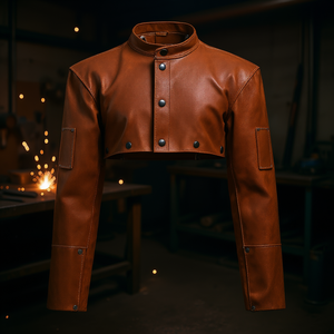 Manchons de protection en cuir pour le soudage, taille XL, résistants aux flammes, pour la protection des mains et des bras lors du soudage - Product Image 2