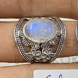 Bague en argent sterling 925 avec améthyste et pierre de lune arc-en-ciel, design fantastique, bijoux bohèmes à prix de gros - Product Image 3