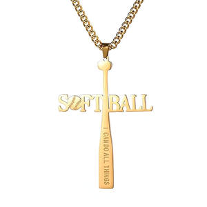 Collana con Ciondolo a Forma di Mazza da Softball, Versetto Biblico 'POSSESSEI TUTTE LE FORZE', Regalo per Giocatori, Squadre e Allenatori di Softball - Product Image 1