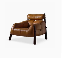 Mid-Century Modern Retro Einzels ofa Sessel Waxed Wood Klappbarer Lounges essel mit Vintage-Stil für Villa/Wohnzimmer Schlafzimmer