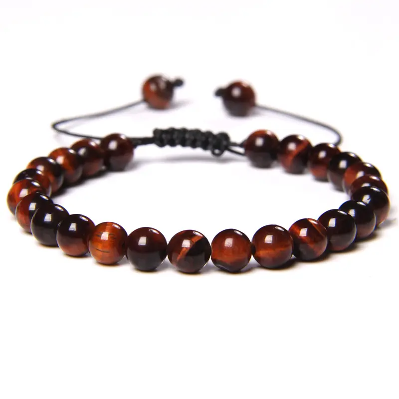 Pulsera trenzada con cuentas de ojo de tigre para hombre y mujer, brazalete de cuentas trenzadas de 6mm y 8mm, en muchos colores, piedras naturales, joyería