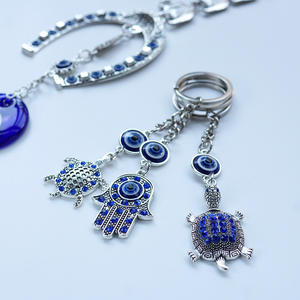 Declaración mal de ojo de diablo llavero para Mujeres Hombres Turquía Grecia Metal llavero dibujos animados ojos azules mar tortuga Palma llavero - Product Image 5