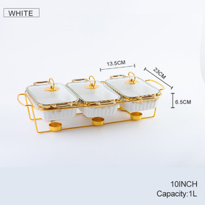 Châu Âu bộ sang trọng của 3 cái gốm khô nồi thực phẩm ấm hơn Bộ chafing món ăn đồ nấu nướng thiết bị khách sạn đám cưới với nắp - Product Image 2