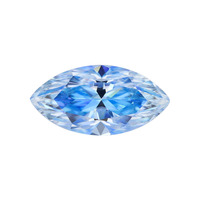 Belle pierre de moissanite bleu aqua en vrac, forme feuille marquise, cabochon, moissanite synthétique