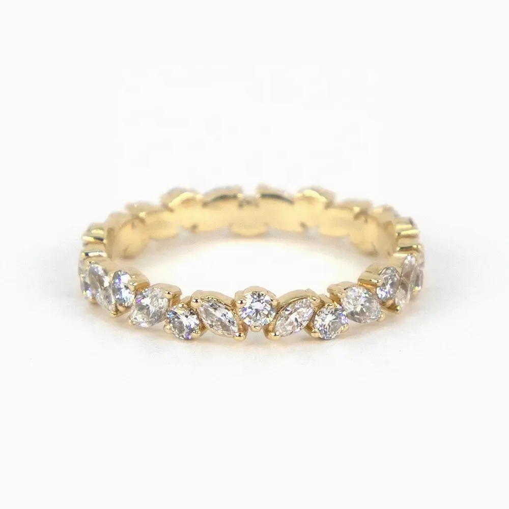 925 Sterling Silber Schmuck Elegante 18k Gold Überzogene Hochzeit Eternity Band Ring