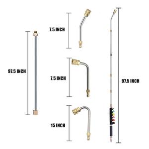 Stm High Pressure Washer <b>Extension</b> <b>Rod</b> Set 10 Pc Stainless Steel 1/4 Inch Quick Connect 4000Psi U Shape Nozzle Kit - Product Image 4