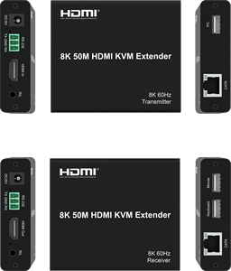 Extenseur KVM HDMI 8K 60Hz sur un seul câble CAT6 jusqu'à 50m avec contrôle USB 2.0 et RS232, kit Plug and Play pour salle de conférence/<span class=keywords><strong>AV</strong></span> professionnelle - Product Image 1