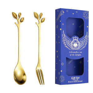 Cuchara Creativa de Acero Inoxidable Sakura, Cuchara de Café Dorada con Rosa, con Caja de Regalo, Recuerdo de Boda - Product Image 2