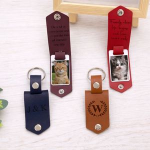 Modern Durable <b>Leather</b> Photo <b>Keychain</b>, Pictures Album <b>Keychain</b>, Laser Engraving, <b>Leather</b> Keyring DIY Gifts, Blue Factory - Product Image 1