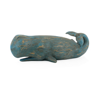 Statue d'animal marin en résine, aspect bois, décoration de baleine pour la maison, sculpture de table, décoration intérieure, bleu antique fait main