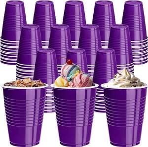 Vasos desechables de plástico morado de 16 onzas <span class=keywords><strong>para</strong></span> reuniones de partidos de fútbol y fiestas de aficionados. - Product Image 1