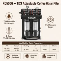 Système de filtration d'eau par osmose inverse à 3 étapes sans réservoir Aicksn MH-RO500G-P2-A2-R avec fonction de mélange, filtre à eau sous évier pour l'eau potable