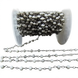 Pearl Beaded 3mm Size Round Shape Faux Pearl <b>Bead</b> <b>Rosary</b> Chain - Product Image 1