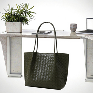 Bolsos de Hombro Tejidos de Cuero Genuino para Mujer, Moda 2025, Gran Capacidad, Duraderos, Elegantes, Forro de Poliéster - Disponibles - Product Image 1