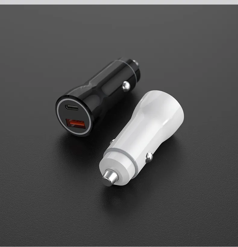 38W 20W 18W car charger with 2 ports type C and USB Fcc Rohs ce PD faster charging quick charger