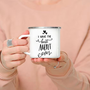 Mug émaillé « Cool Aunt » – Tasse à café amusante pour <span class=keywords><strong>tante</strong></span> avec motif léopard et arc-en-ciel – Mug de <span class=keywords><strong>camping</strong></span> – Le meilleur cadeau pour <span class=keywords><strong>tante</strong></span> – Idéal pour un anniversaire - Product Image 3