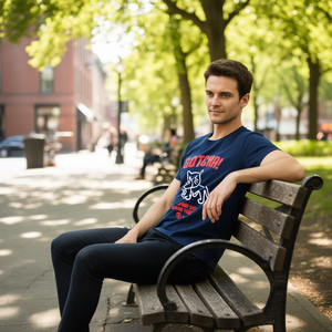 T-shirt Scopy Navy con stampa gatto Gotcha a maniche corte, abbigliamento promozionale unisex - Product Image 3