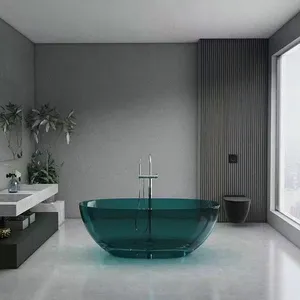 Thiết kế hiện đại freestanding Acrylic Bồn tắm nhựa trong suốt ngâm bồn tắm drainer phụ kiện phòng tắm bồn tắm whirlpools