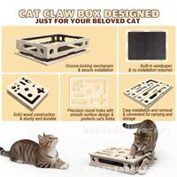 Boîte à gratter pour chat en bois, jouet ludique labyrinthe carré pour chat, jouet d'auto-entretenissement anti-stress, boîte labyrinthe en bois