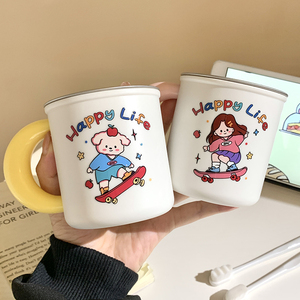 Tasse à brosser les dents et à rincer en acier inoxydable 316 pour enfants, motif dessin animé mignon, anti-bactérienne, anti-moisissure, avec poignée, pour la rentrée scolaire - Product Image 1