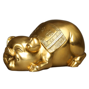 Copper World – ornement cochon doré en laiton, tirelire décorative centenaire pour la maison, le bureau, cadeau du nouvel an chinois - Product Image 4